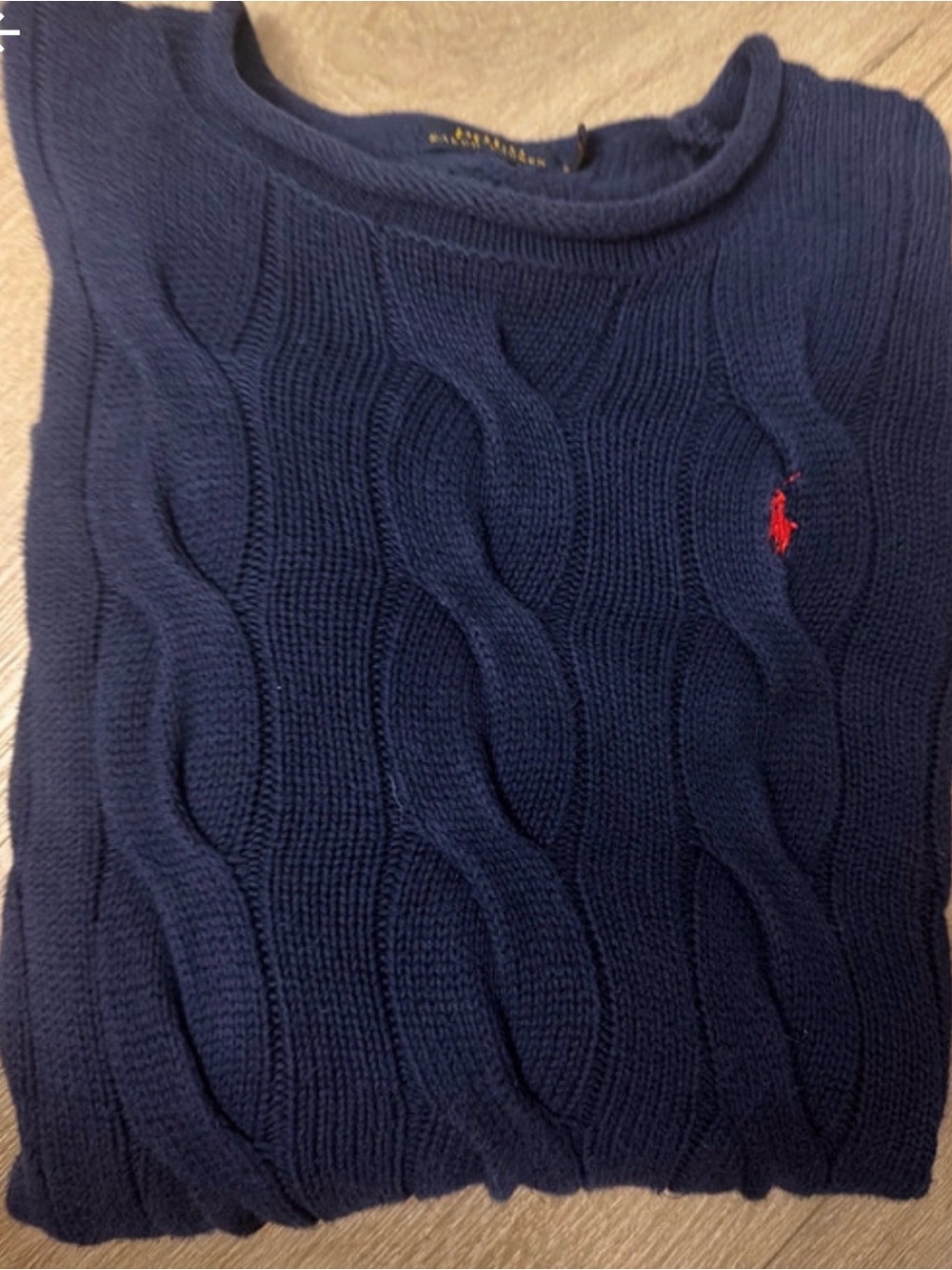 Polo by Ralph Lauren women Navy Crewneck Cable Knit Sweater